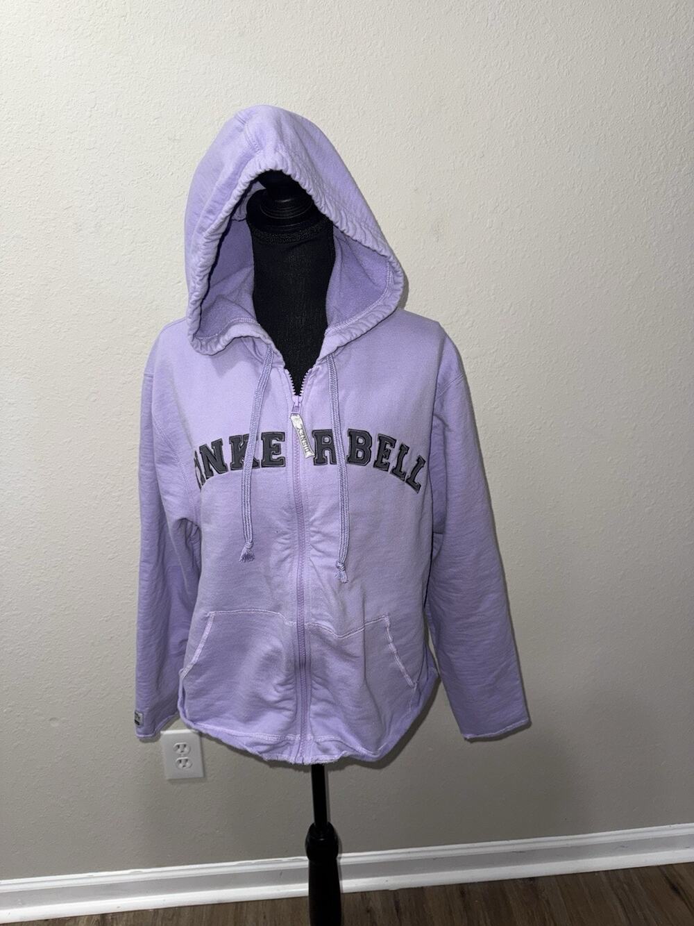 VTG Walt Disney World Tinkerbell Hoodie L Purple Full Zip Arch Block Letter Y2K